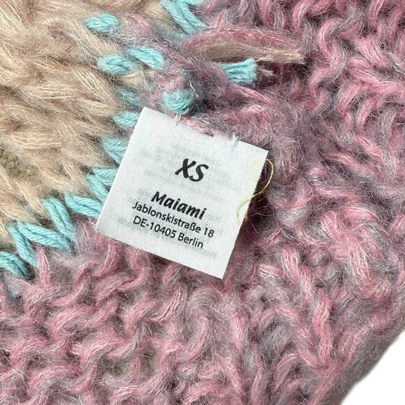 MAIAMI Mohair Stripes Galore Bomber Cardigan Pink Melange XS - Picture 10 of 11